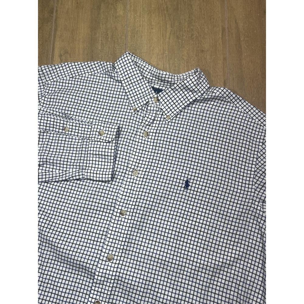 Ralph Lauren Men Classic Fit Plaid Button Down Graph Check Blue White Sz Xxl VTG